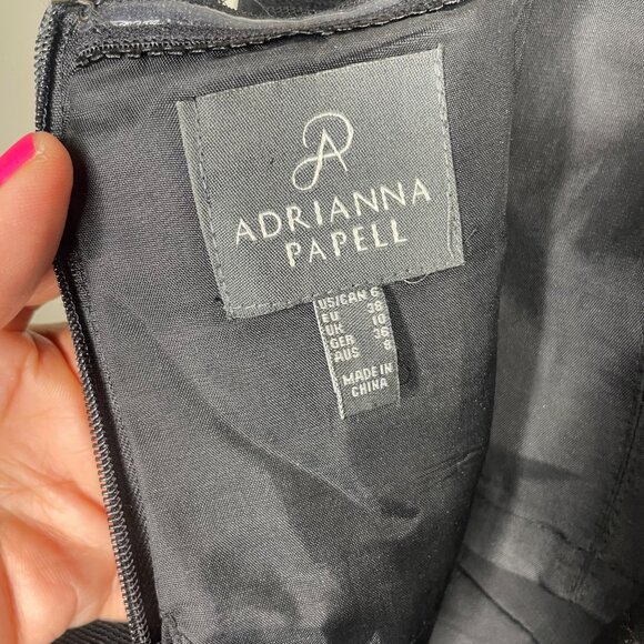 Adrianna Papell Shutter Peplum Gown Dress Black Lace Size 6 Strapless - Picture 6 of 8